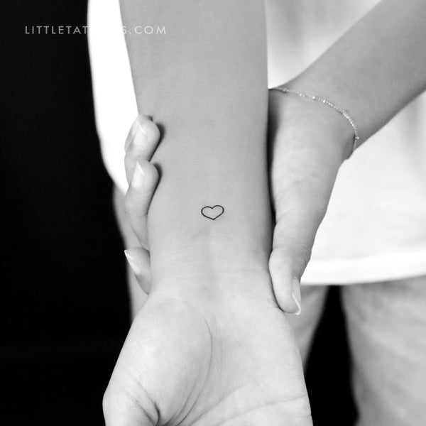 Tiny Heart Outline Temporary Tattoo - Set of 3