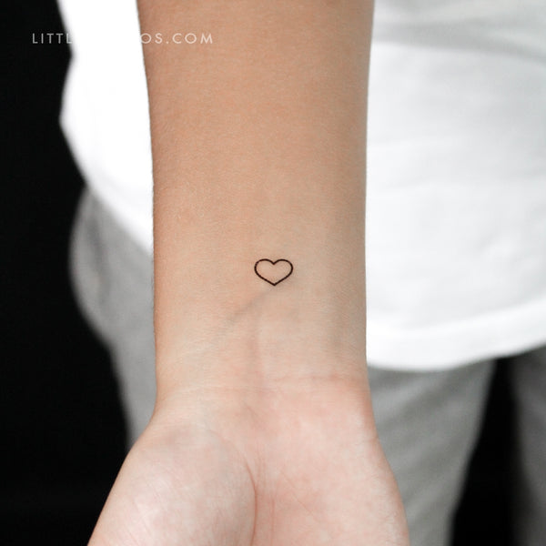 Tiny Heart Outline Temporary Tattoo - Set of 3