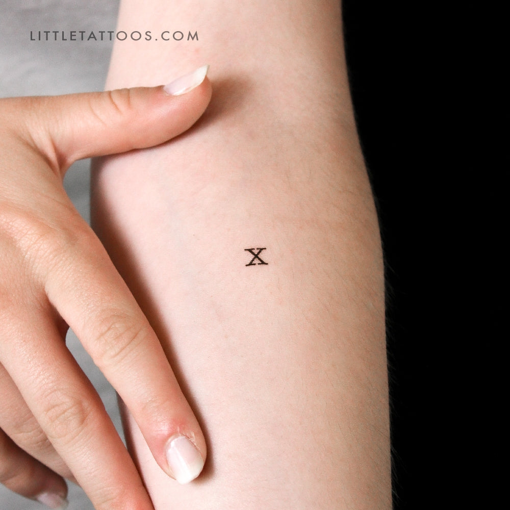 Tatuaje temporal de letra X mayúscula para máquina de escribir (juego de 3)