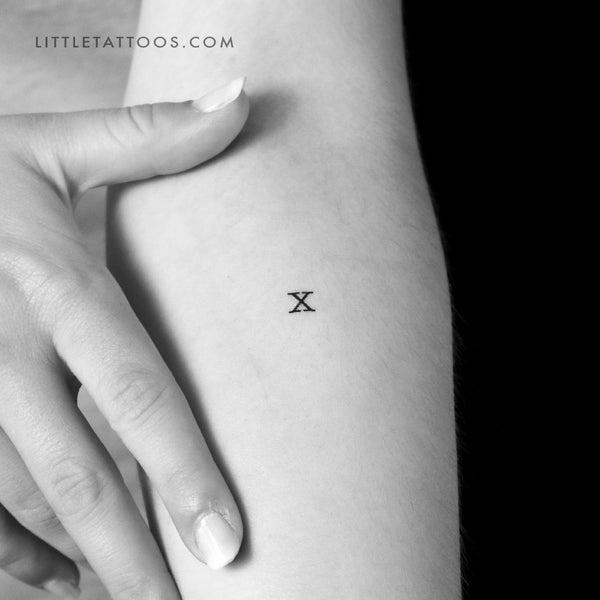 X Uppercase Typewriter Letter Temporary Tattoo (Set of 3)