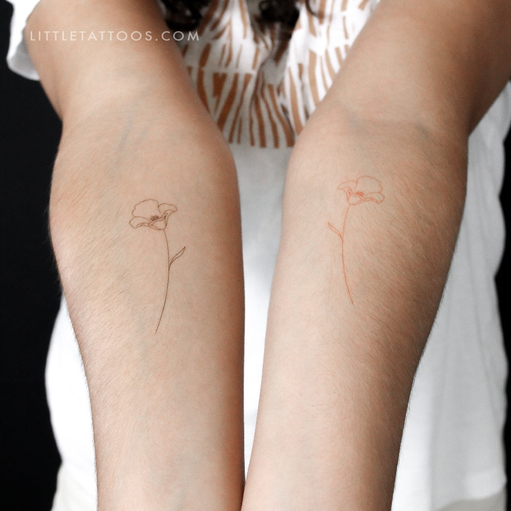 Poppy Couple by Jakenowicz Temporary Tattoo Set