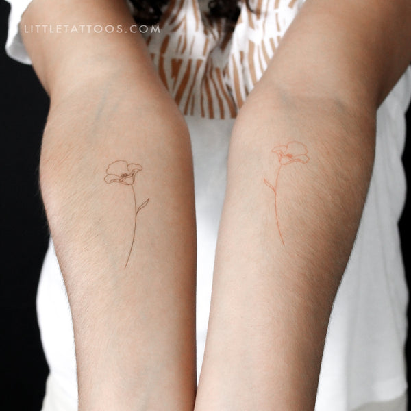 Poppy Couple by Jakenowicz Temporary Tattoo Set