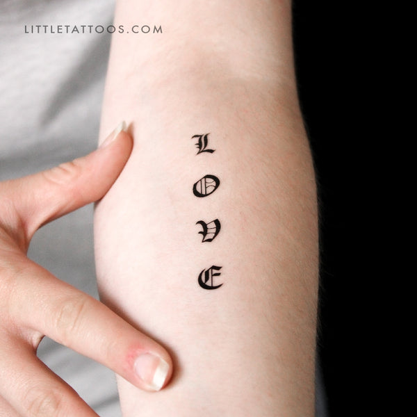 Gothic “Love” Temporary Tattoo - Set of 3