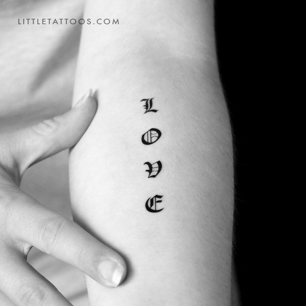 Gothic “Love” Temporary Tattoo - Set of 3