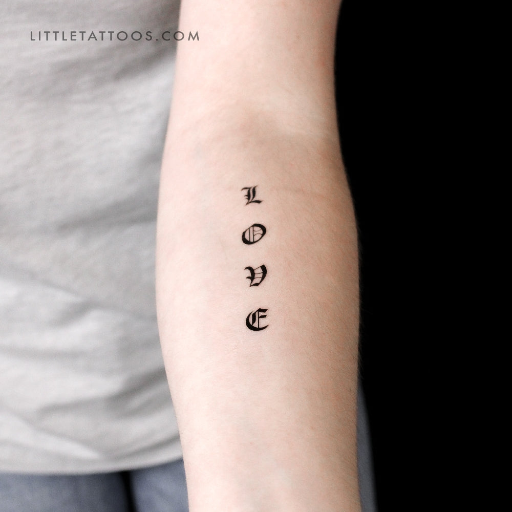 Gothic “Love” Temporary Tattoo - Set of 3 – Little Tattoos