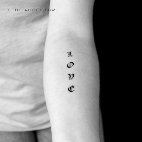 Gothic “Love” Temporary Tattoo - Set of 3