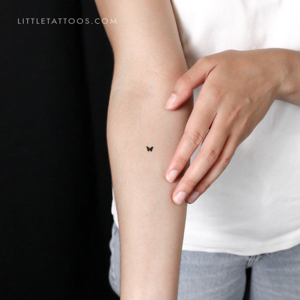 Small Black Butterfly Temporary Tattoo - Set of 3