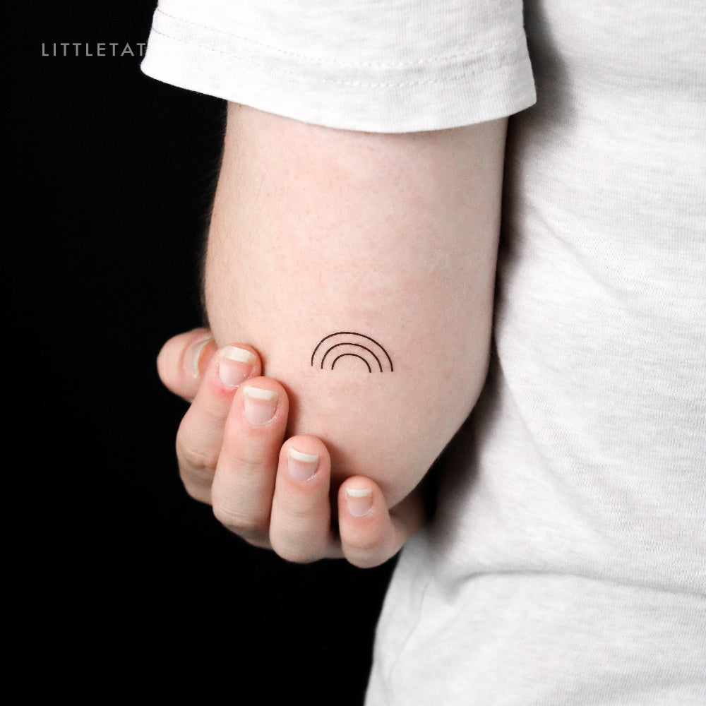 Tatuaje temporal de arcoíris minimalista (juego de 3)