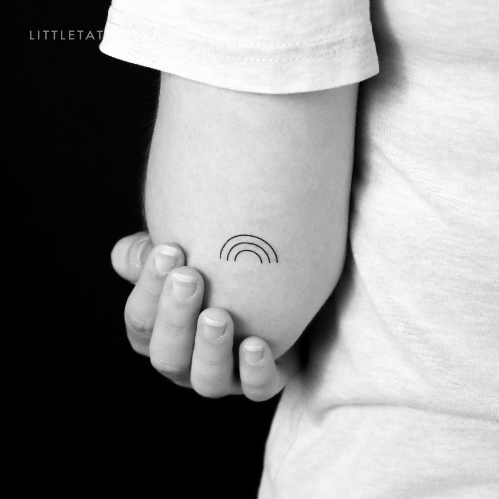 Tatuaje temporal de arcoíris minimalista (juego de 3)