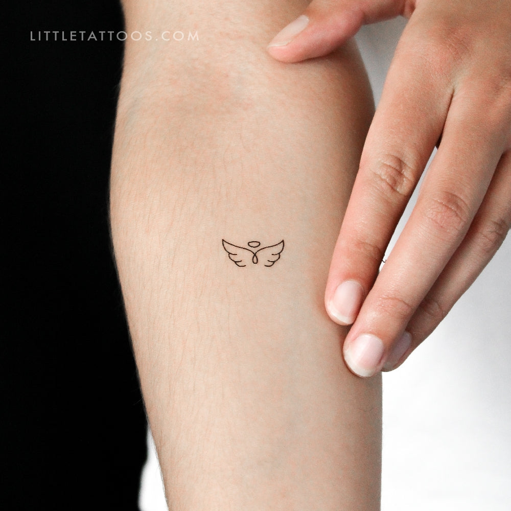 Angel Wings and Name Tattoo Ideas