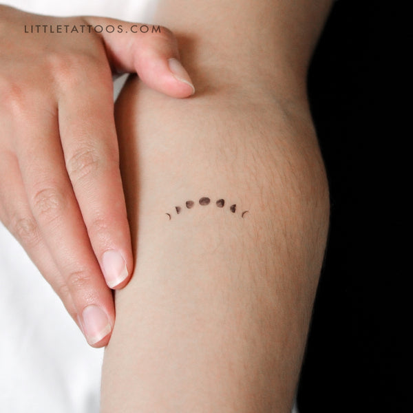 Small Lunar Phases Temporary Tattoo - Set of 3