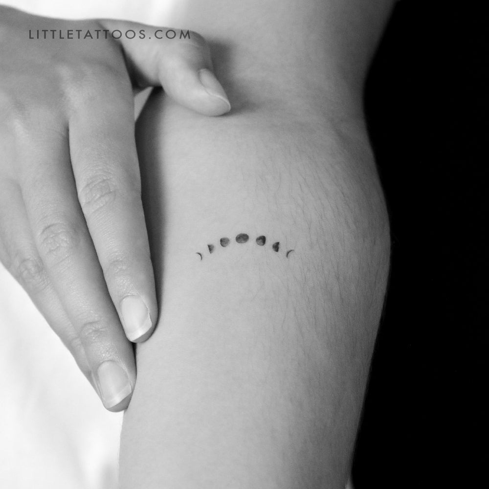 Small Lunar Phases Temporary Tattoo - Set of 3