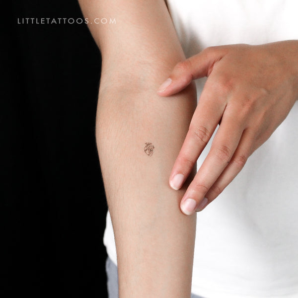 Tiny Anatomical Heart Temporary Tattoo - Set of 3