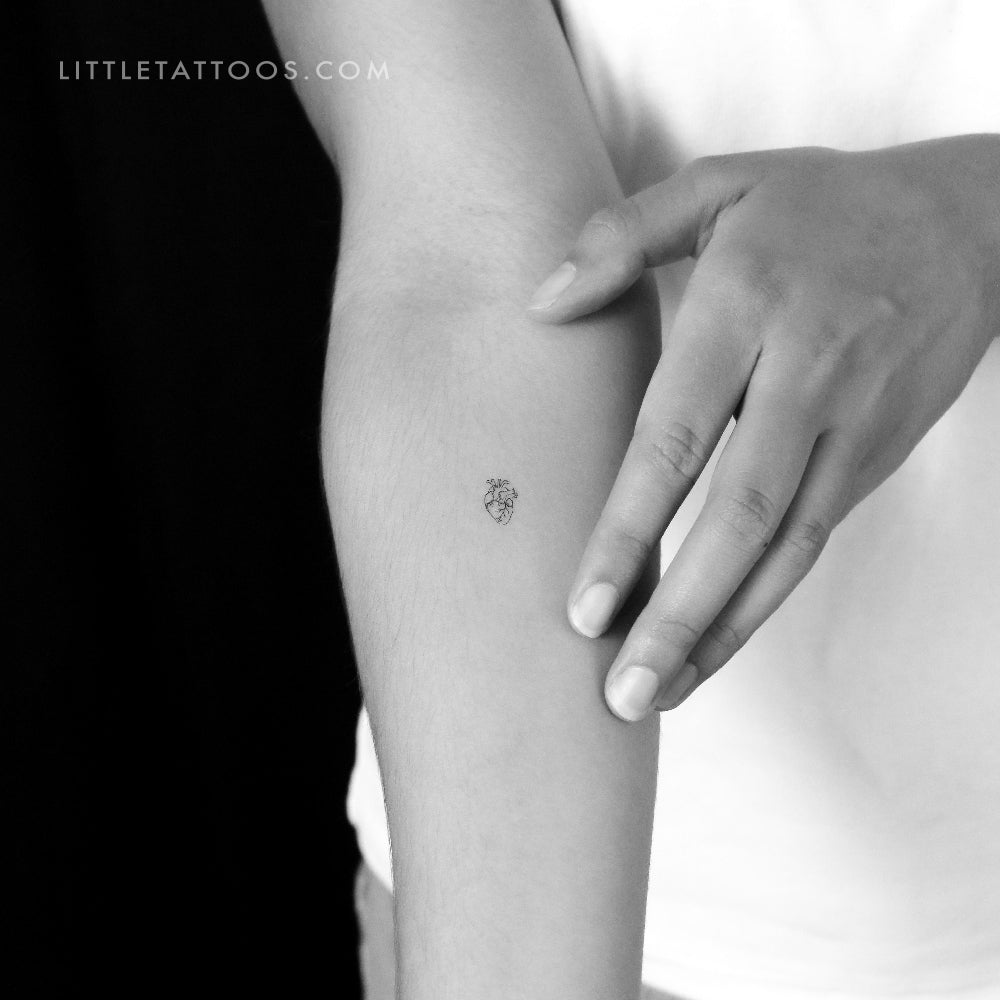 Tiny Anatomical Heart Temporary Tattoo - Set of 3