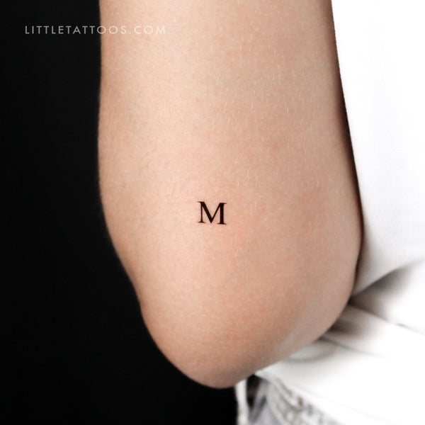M Uppercase Serif Letter Temporary Tattoo - Set of 3