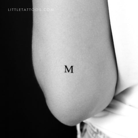 M Uppercase Serif Letter Temporary Tattoo - Set of 3
