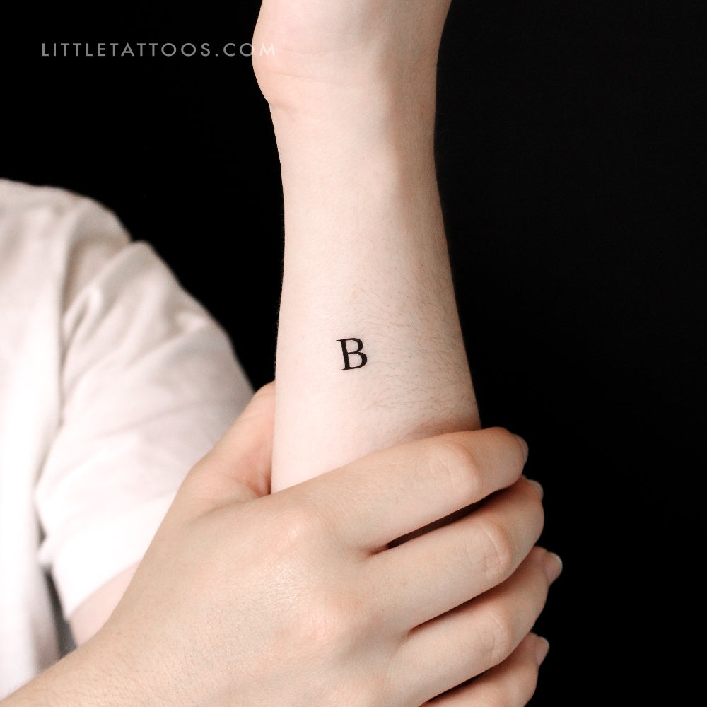Tatuaje temporal de la letra B mayúscula con serifa (juego de 3)