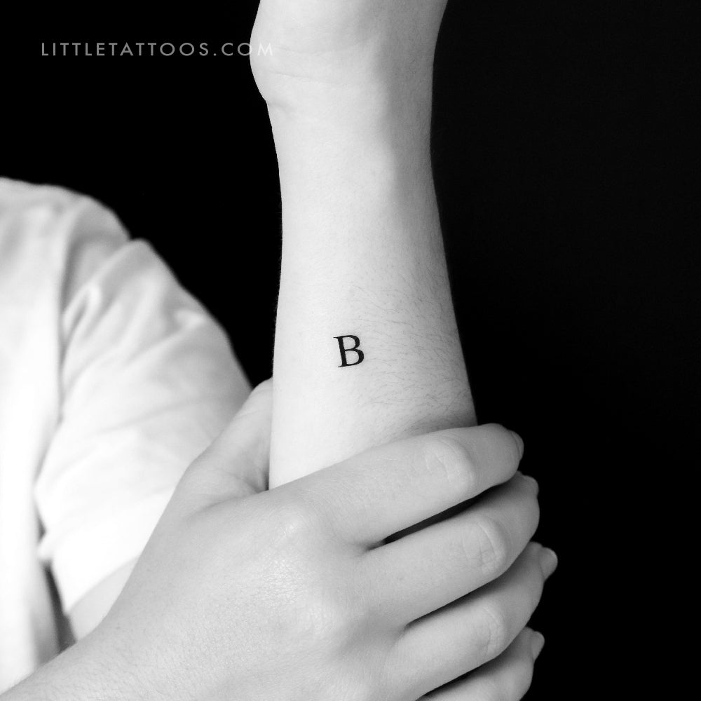 Tatuaje temporal de la letra B mayúscula con serifa (juego de 3)