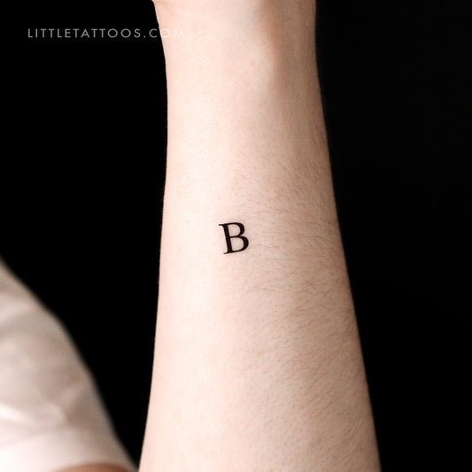 Tatuaje temporal de la letra B mayúscula con serifa (juego de 3)