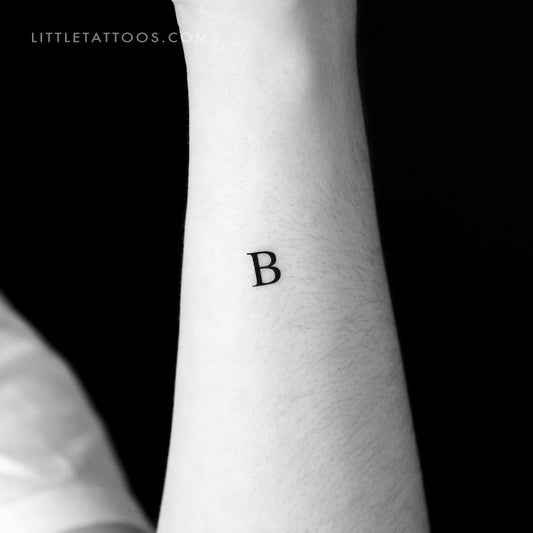 Tatuaje temporal de la letra B mayúscula con serifa (juego de 3)