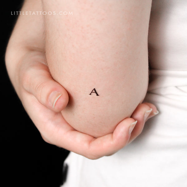 A Uppercase Serif Letter Temporary Tattoo - Set of 3