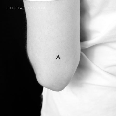 A Uppercase Serif Letter Temporary Tattoo - Set of 3