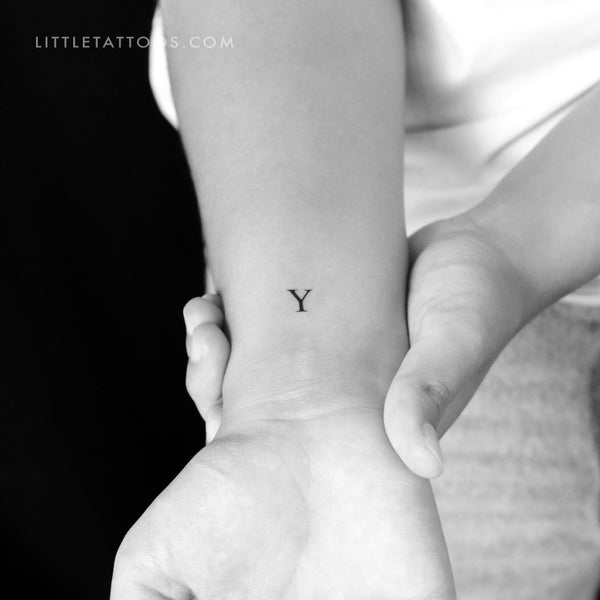 Y Uppercase Serif Letter Temporary Tattoo - Set of 3
