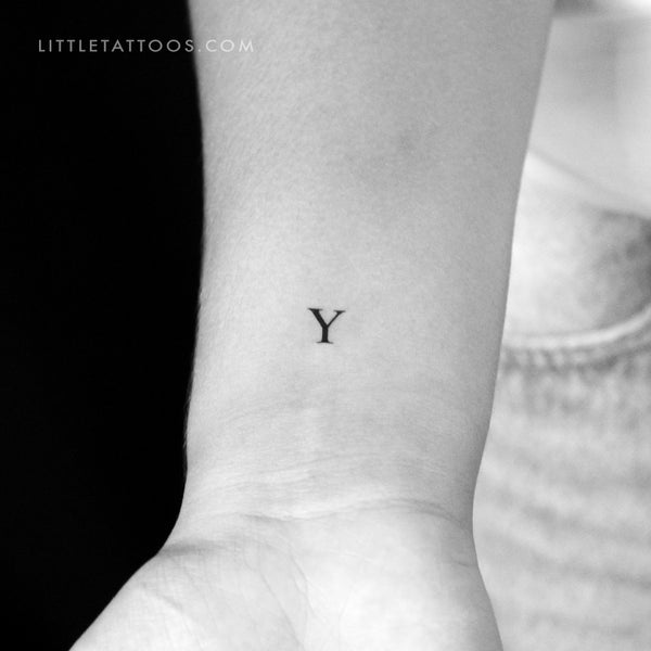 Y Uppercase Serif Letter Temporary Tattoo - Set of 3
