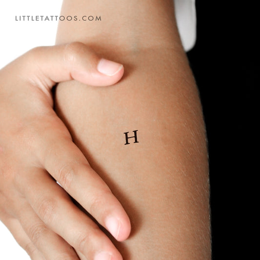 H Uppercase Serif Letter Temporary Tattoo - Set of 3