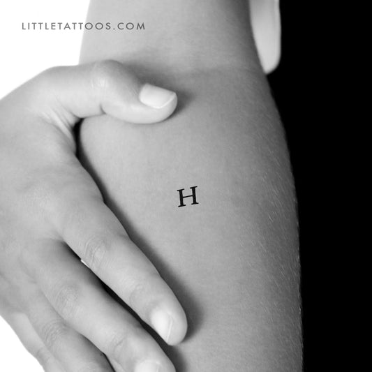 H Uppercase Serif Letter Temporary Tattoo - Set of 3