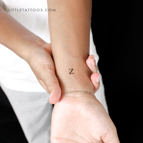 Z Uppercase Serif Letter Temporary Tattoo - Set of 3