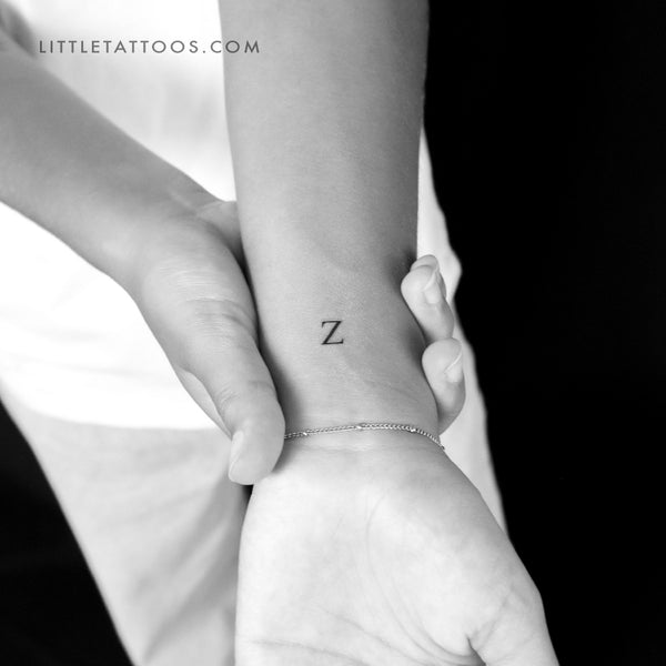 Z Uppercase Serif Letter Temporary Tattoo - Set of 3