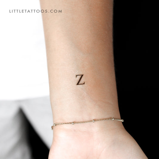 Tatuaje temporal de la letra Z mayúscula con serifa - Juego de 3