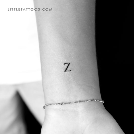 Tatuaje temporal de la letra Z mayúscula con serifa - Juego de 3