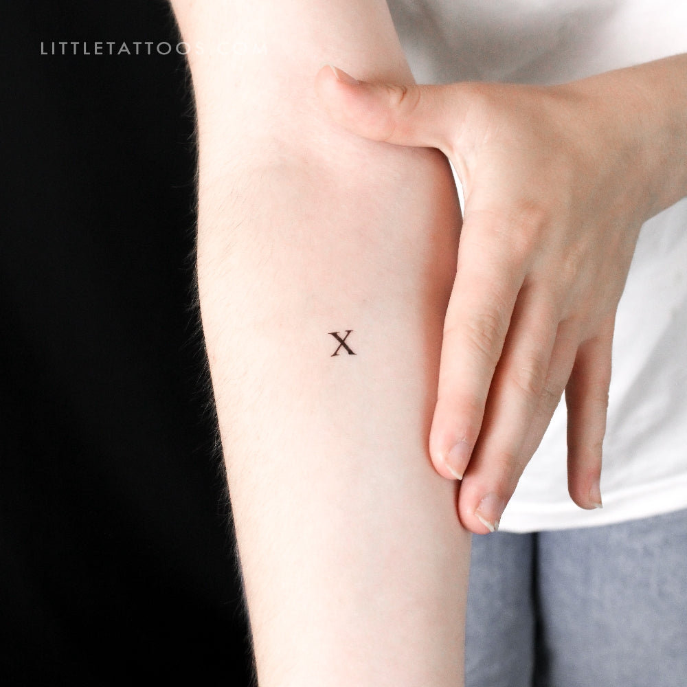 Tatuaje temporal de la letra X mayúscula con serifa - Juego de 3