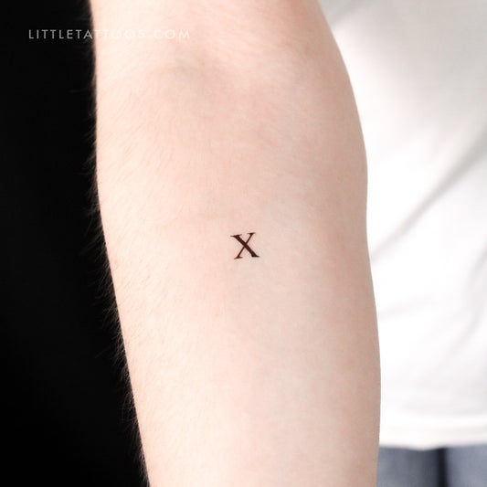 Tatuaje temporal de la letra X mayúscula con serifa - Juego de 3