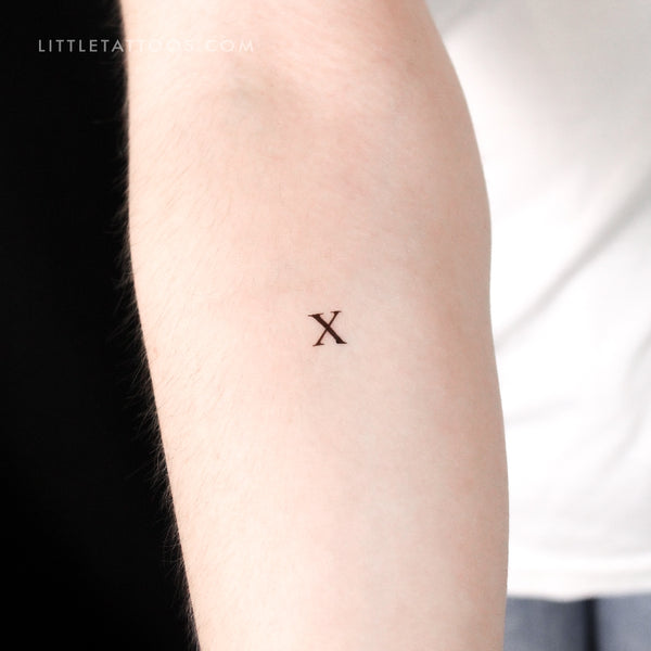 X Uppercase Serif Letter Temporary Tattoo - Set of 3