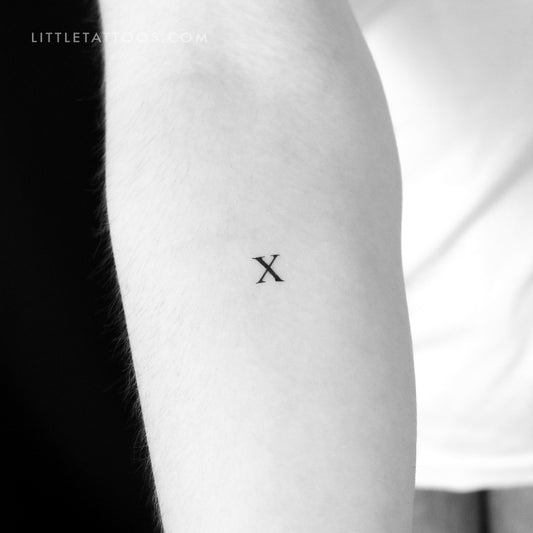 Tatuaje temporal de la letra X mayúscula con serifa - Juego de 3