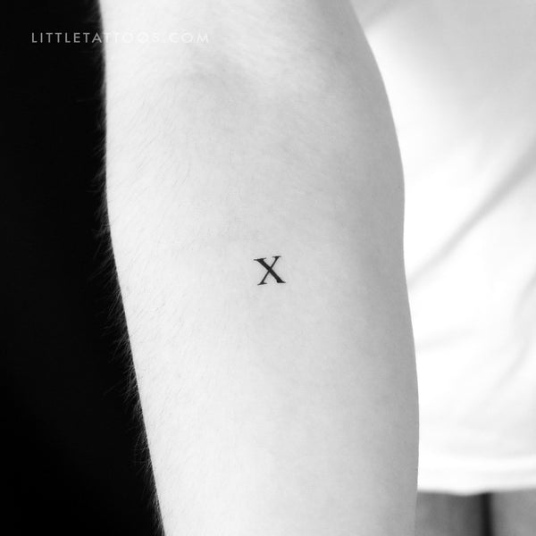 X Uppercase Serif Letter Temporary Tattoo - Set of 3