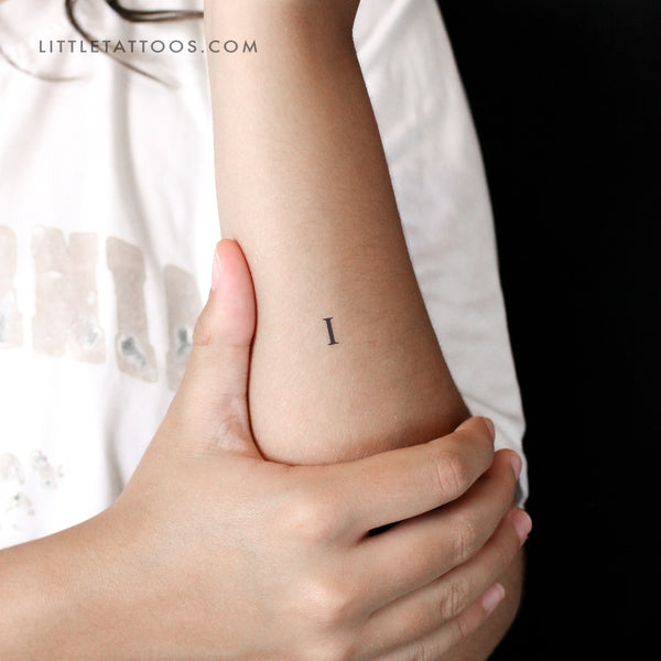I Uppercase Serif Letter Temporary Tattoo - Set of 3