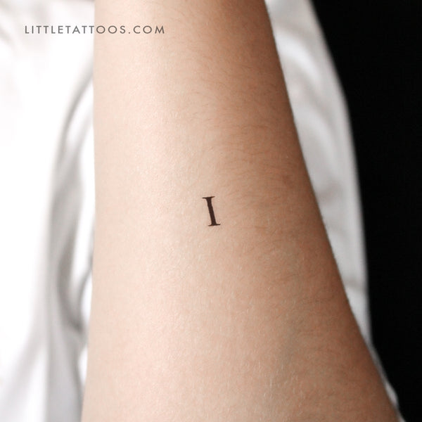 I Uppercase Serif Letter Temporary Tattoo - Set of 3