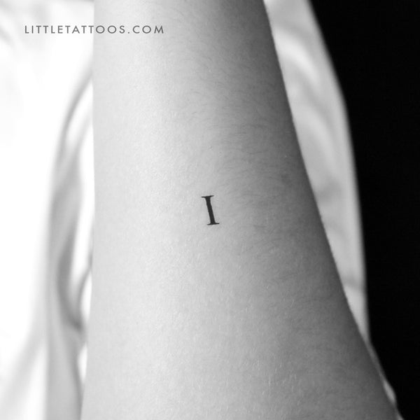 I Uppercase Serif Letter Temporary Tattoo - Set of 3