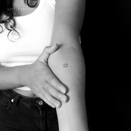 Tatuaje temporal de estrella de David de una línea (juego de 3)