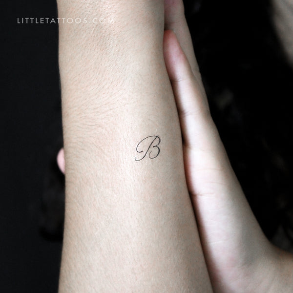 Letter B Script Temporary Tattoo - Set of 3