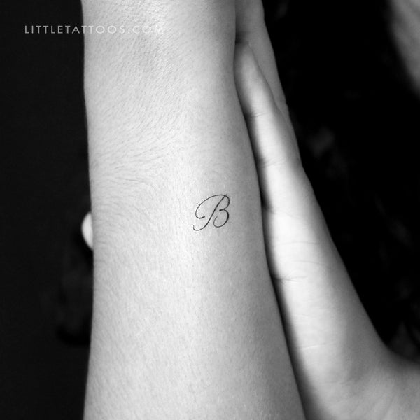 Letter B Script Temporary Tattoo - Set of 3