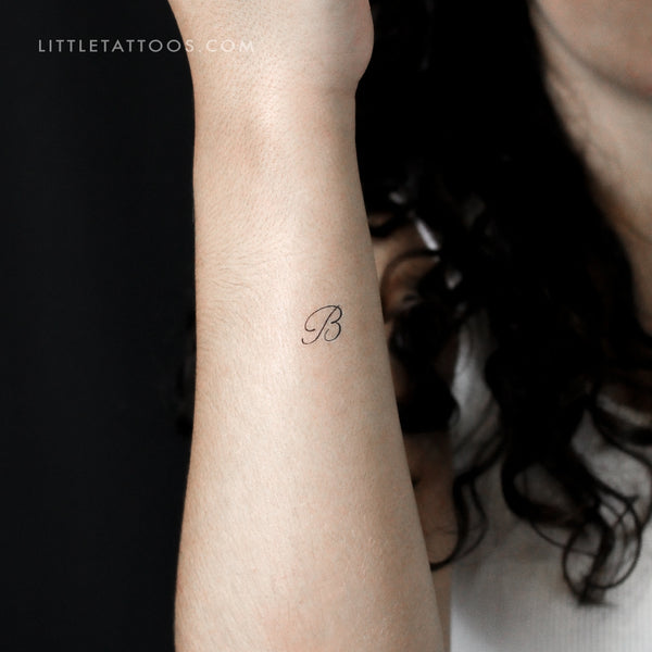 Letter B Script Temporary Tattoo - Set of 3