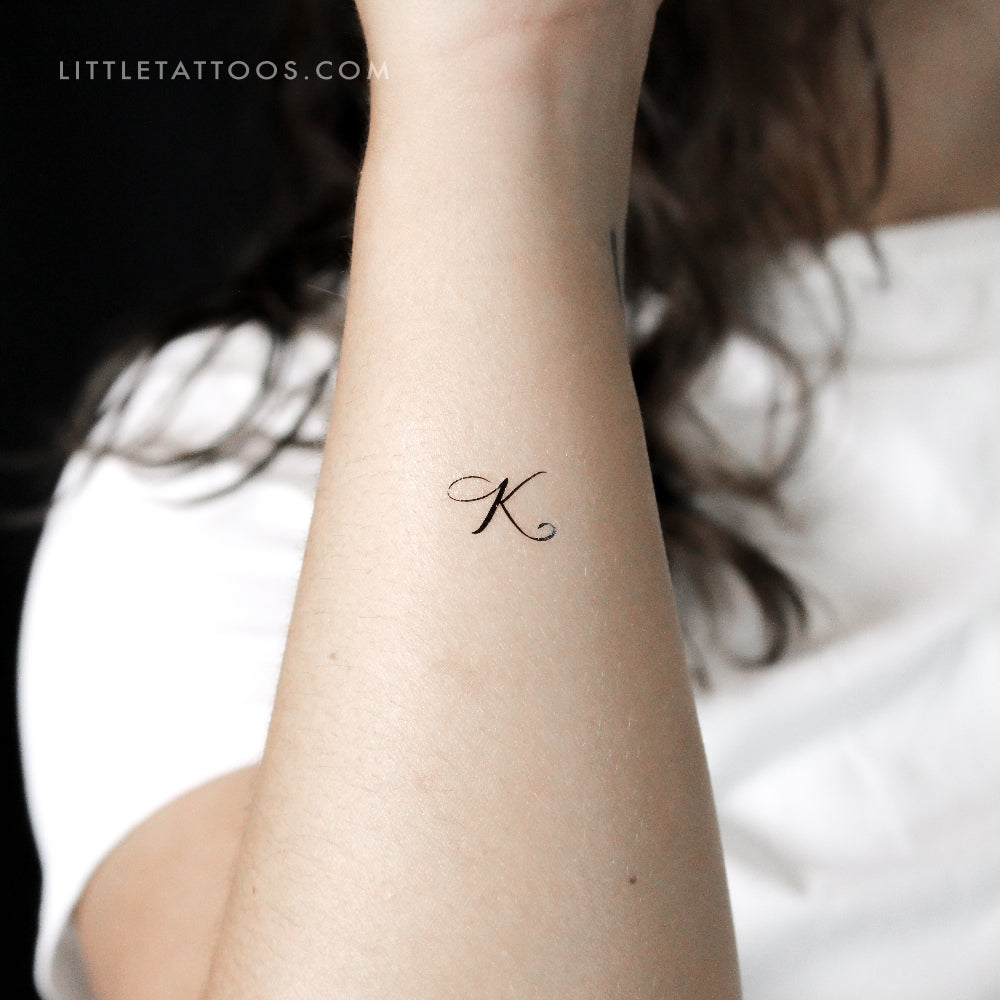 Tatuaje temporal con la letra K pequeña - Juego de 3