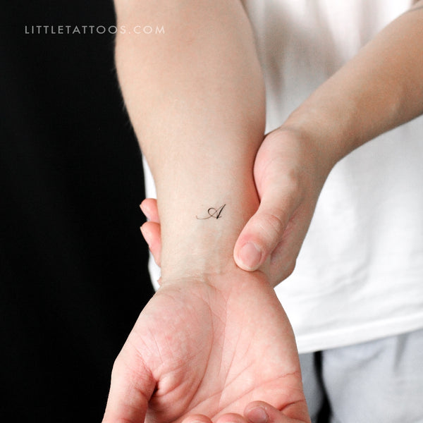 Letter A Script Temporary Tattoo - Set of 3