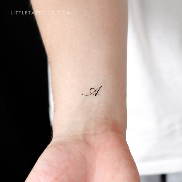 Letter A Script Temporary Tattoo - Set of 3