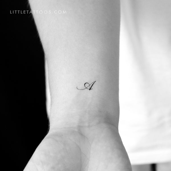 Letter A Script Temporary Tattoo - Set of 3